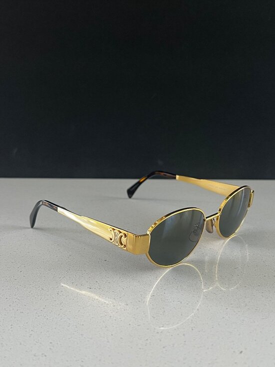 CELINE CL40235U Triomphe Metal 01 oval GOLD  sunglasses main image 6